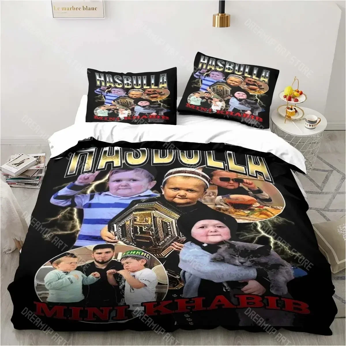2026 Hasbulla Magomedov Fighting Meme Bedding Set Three Piece Bed Set Single Double King Size Bed Duvet Cover Set Bedroom Quilt