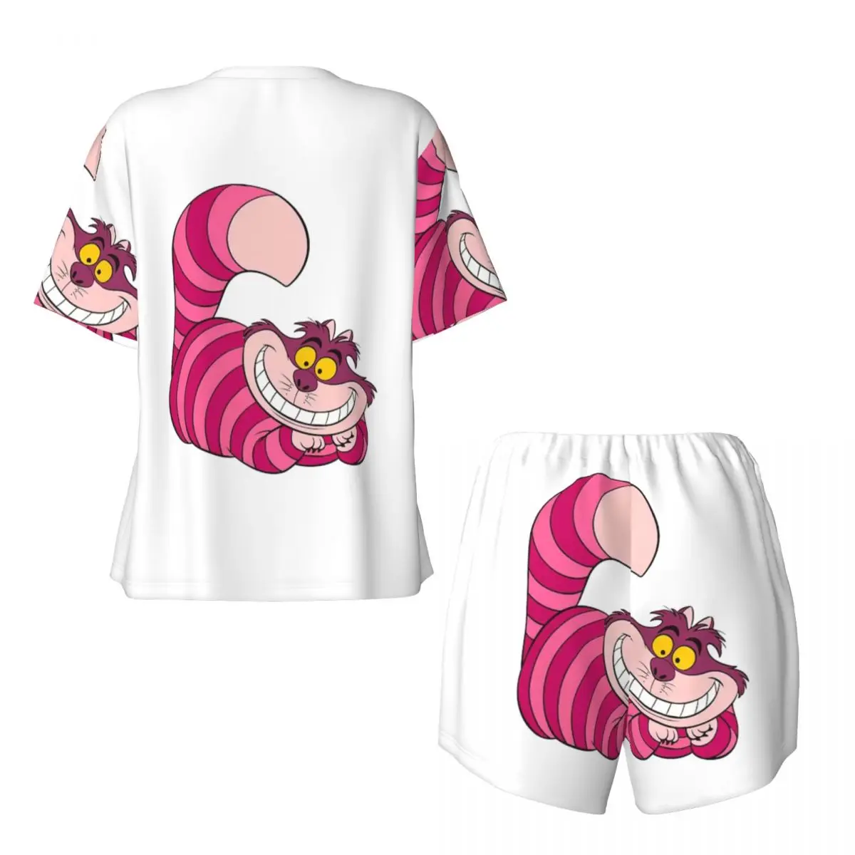 Custom Cartoon Manga Cheshire Cat Smile pigiama set donna 2 pezzi manica corta Pjs Shorts Sleepwear