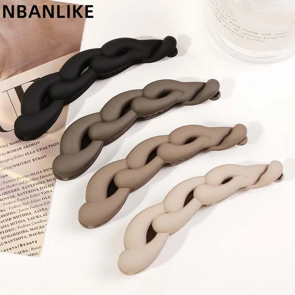 

1 PC Korean Style Frosted Cross Banana Clip Retro Simple Solid Color Matte Hair Clip Crab Hair Styling Accessories