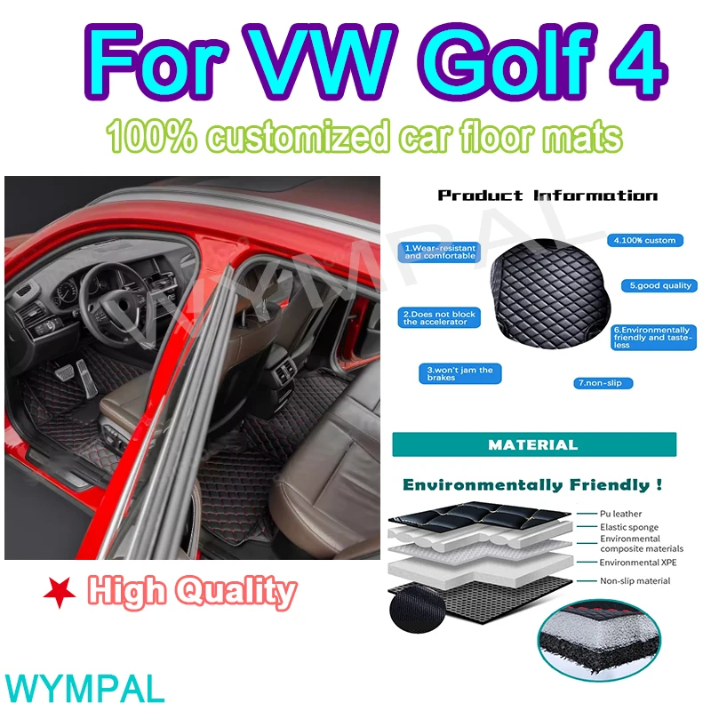 

Luxury Car Floor Mats For VW Golf 4 1999 2000 2001 2002 2003 Auto Leather Men Women Car Mats Full Cover Custom Automotive Full