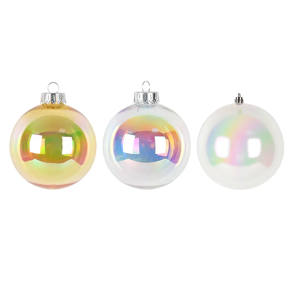 Eco-Friendly PVC Material 6/8/10/12cm Christmas Ball Ornament Xmas Tree Decoration Hanging Pendant Transparent Laser Dazzle Ball