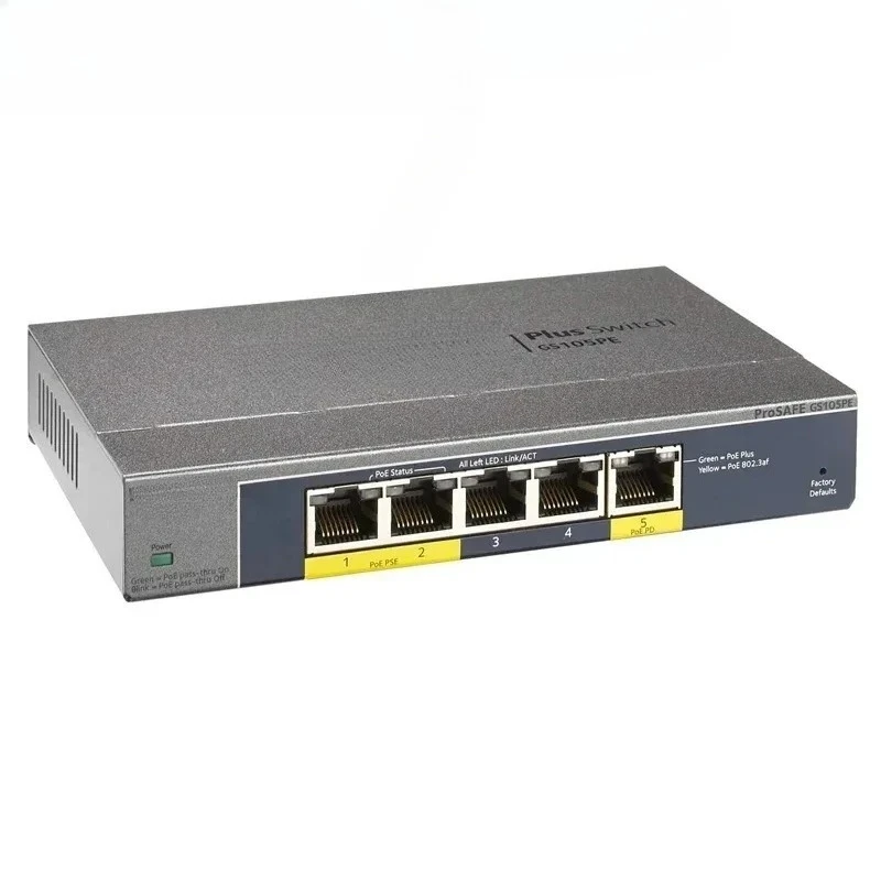 GS105PE Gigabit Plus Switch 5-Port Gigabit Ethernet Plus PoE Pass-Throu/PoE Power Down Switch with 2-Port PoE out Ports