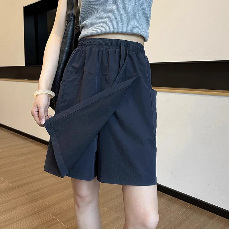 

Summer Lady Classic Fashion Quick Drying Skirts Pants Girls Solid High Waist Thin Short Dress Women Ins Korean A-line Culottes