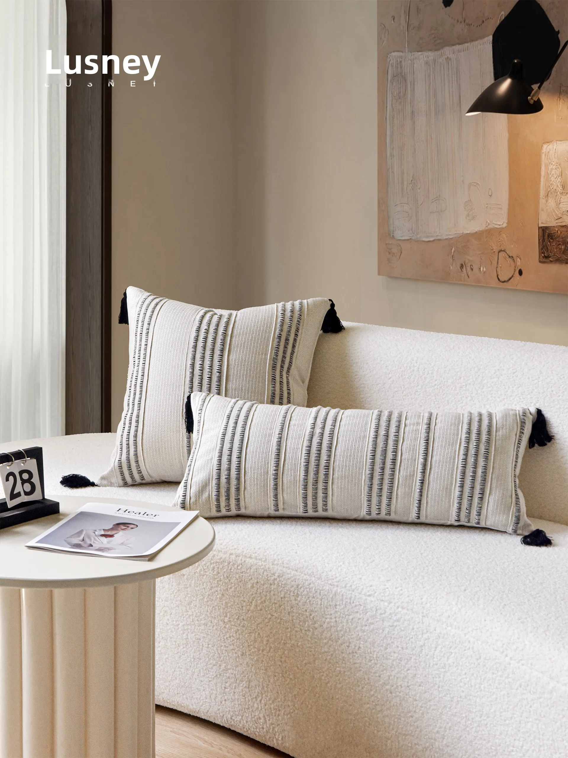 

Linen Large Pillow Sofa Bedroom Pillow Wabi-Sabi Sle Core Included Bed Head Large Cuion Sofa Lumbar Pillow Cover