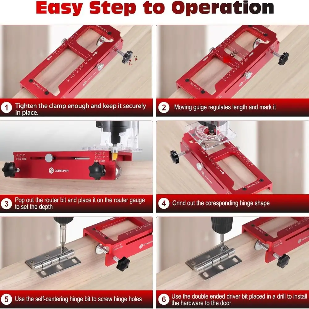 Square/Radius Corners Door Hinge Jig Adjustable Multi-Function Door Mortise Jig Universal Hinge Router Template Woodworking