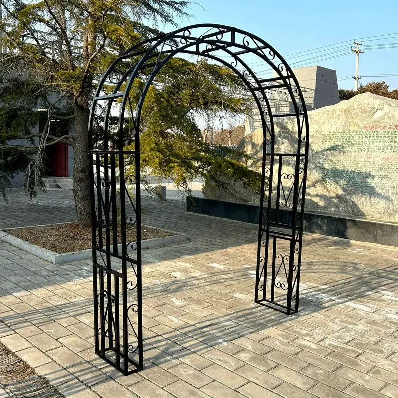 European flower arch wrought iron  frame climbing vine villa garden  bracket rose