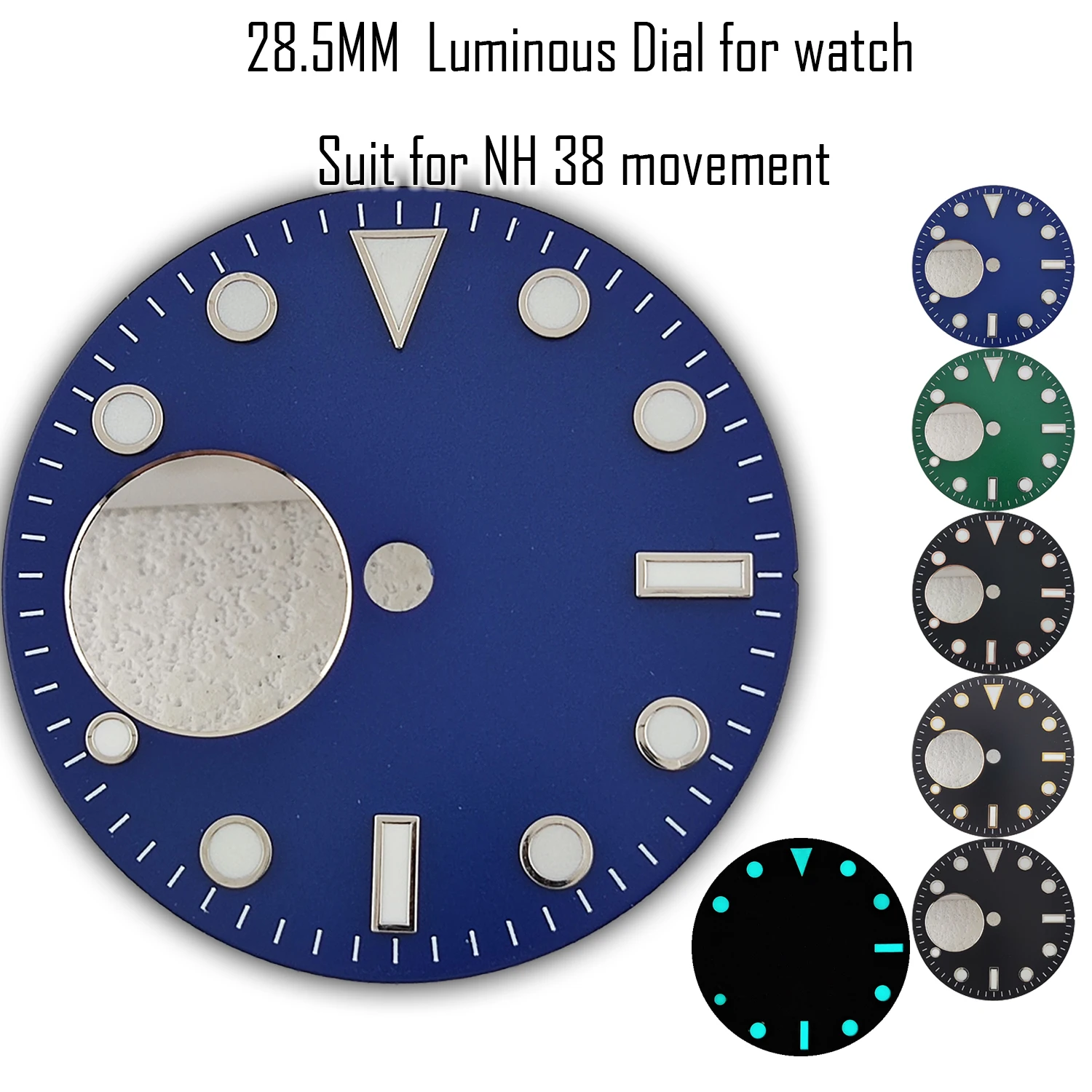 NH38 dial 28.5mm dial Hollowed Colors Luminous Indexes Dial Refit Automatic Watch Accessories Customizable Watch dial