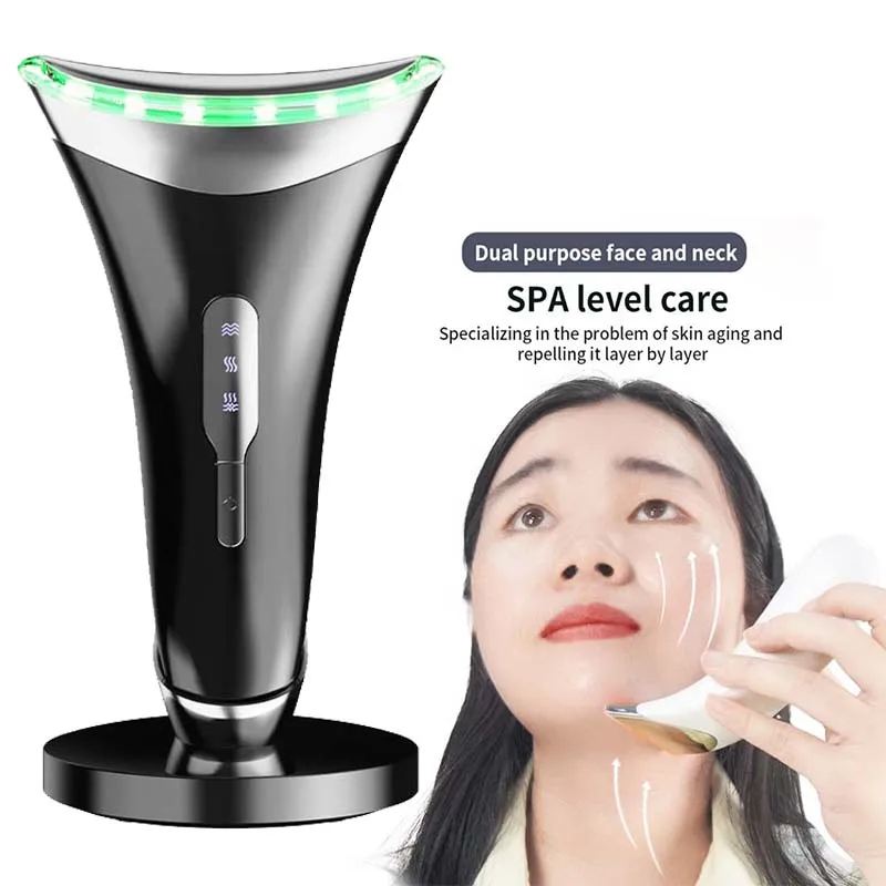 Rassodante per la pelle Face Lift V Face antirughe Neck Face Beauty Device 3 colori Led Photon Ems Neck Beauty Device strumento per la bellezza del viso