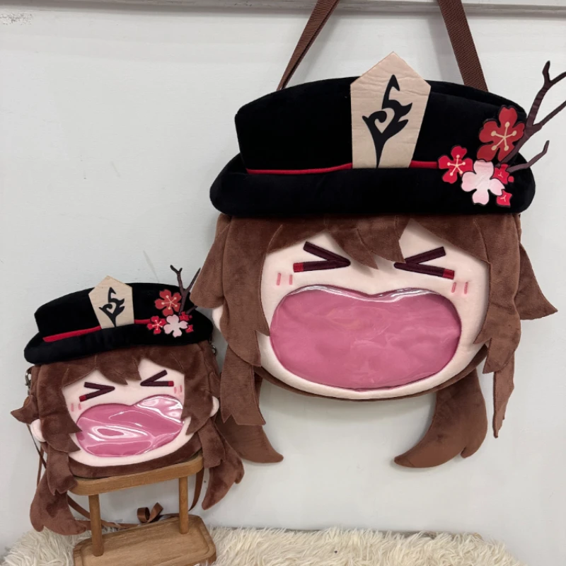 Anime Game Genshin Impact Hu Tao Kawaii Big Face Cosplay Itbag Lolita Women Plush Shoulder Backpack Funny Decor Props Gifts Bag