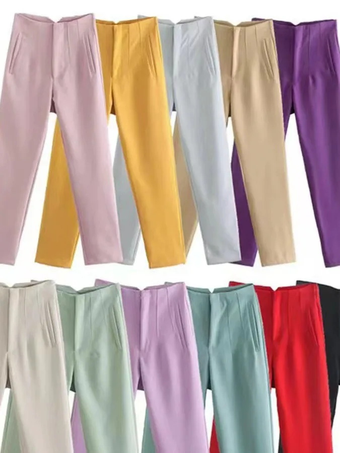 

Женские повседневные брюки прямого кроя Slim Fit с высокой талией, тонкие летние трикотажные брюки, модные премиум-класса