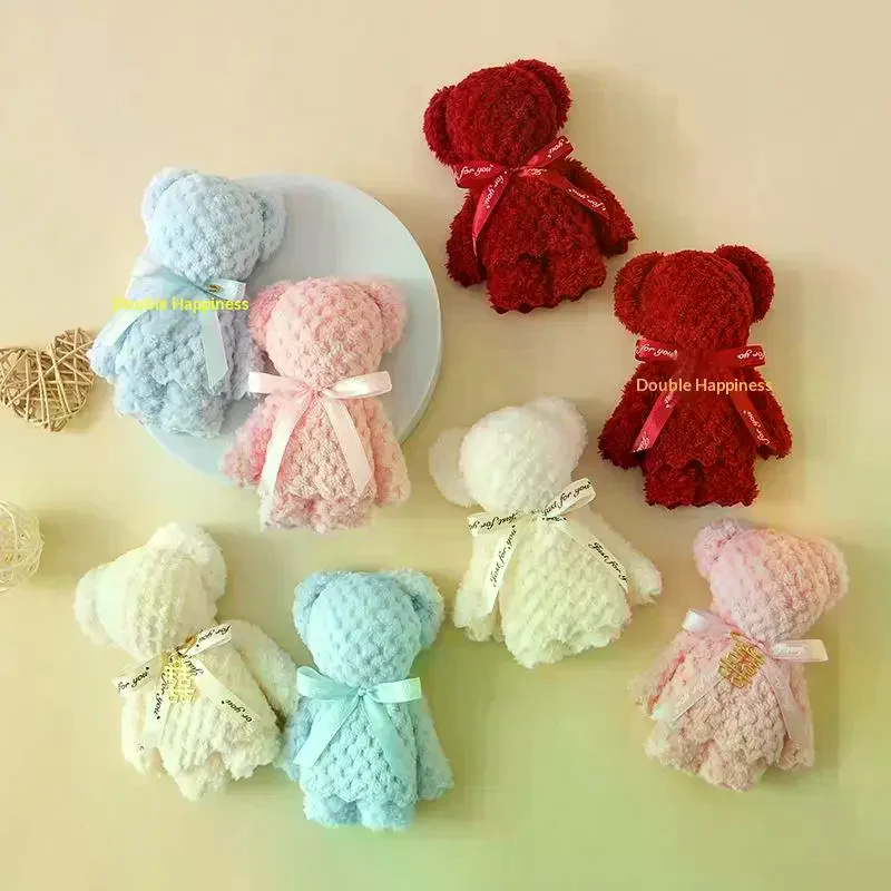Cute Bear Design​​ Bear Towel​​ Luxury Velvet Texture​​ Absorbent Coral Velvet Hand Towel​​ Soft Thickened Face Towel
