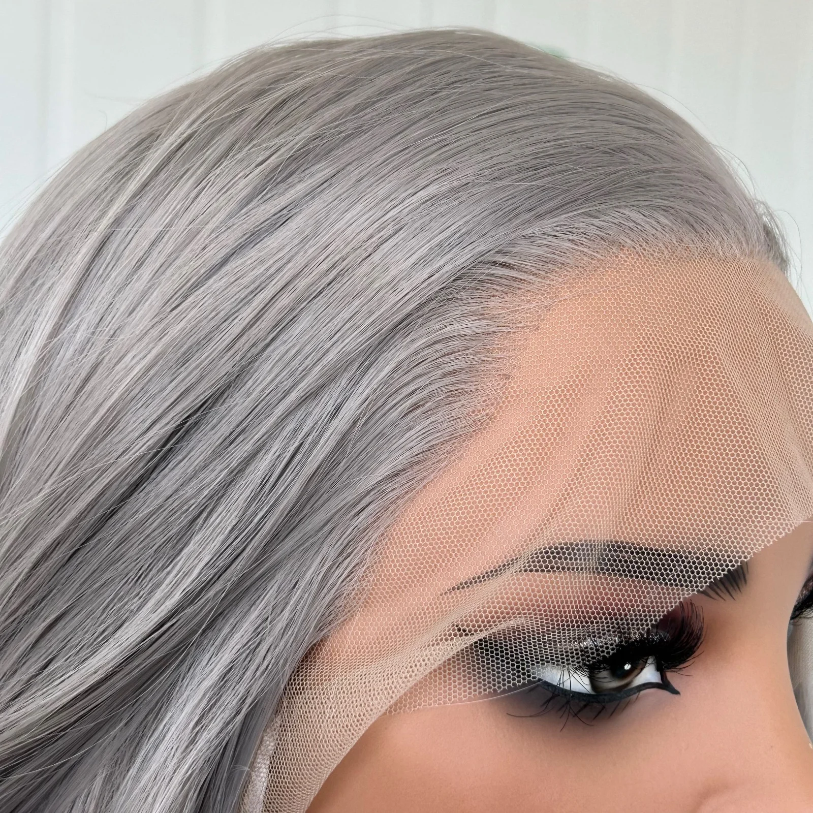 طويل مجعد متموج فضي رمادي الجسم موجة الاصطناعية الدانتيل الجبهة الباروكات للنساء جزء مجاني موجة طبيعية رمادي 13X4 الدانتيل حفلة يومية