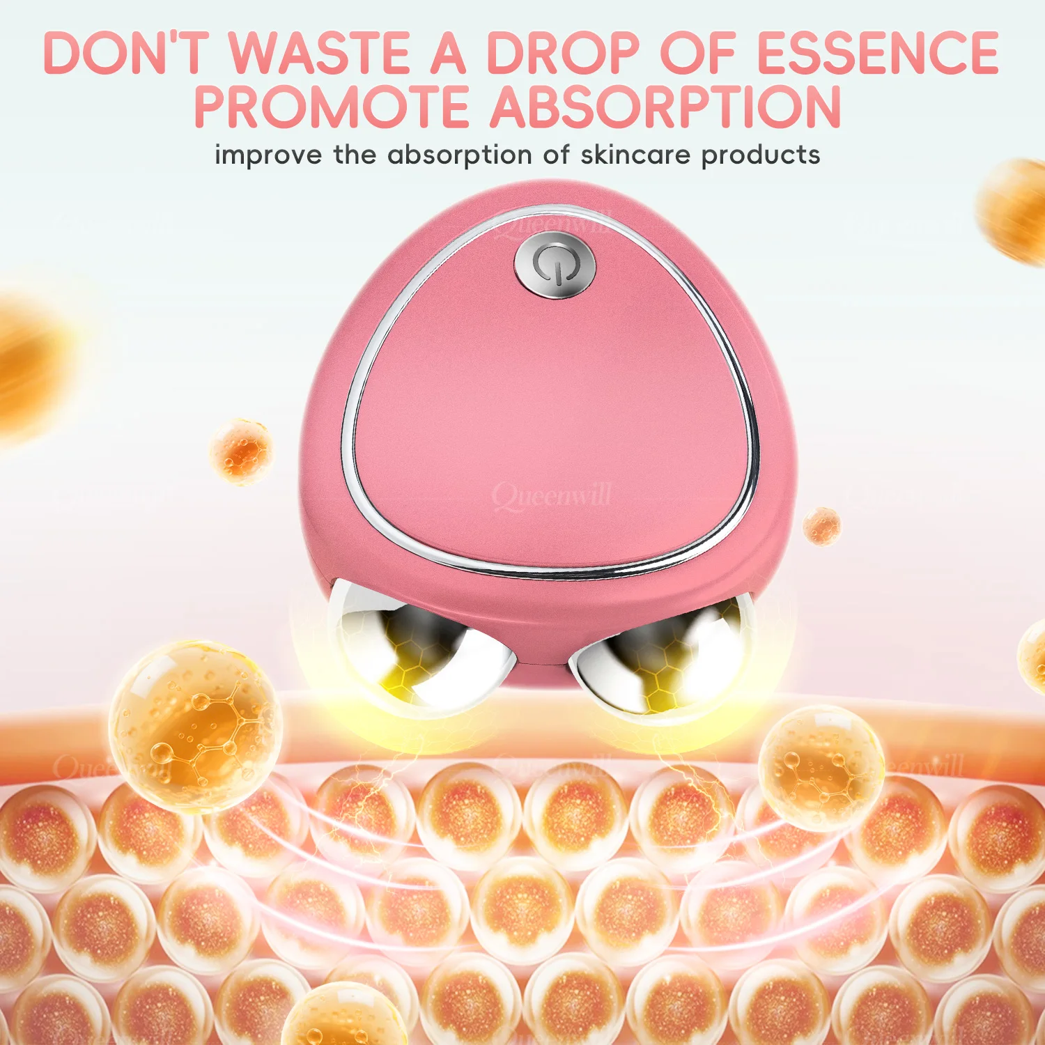 เครื่องยกกระชับใบหน้าเครื่องนวดหน้า EMSMicrocurrent เครื่องมือกระชับสัดส่วนใบหน้า Sonic Vibration Roller ชาร์จความงามกระชับ