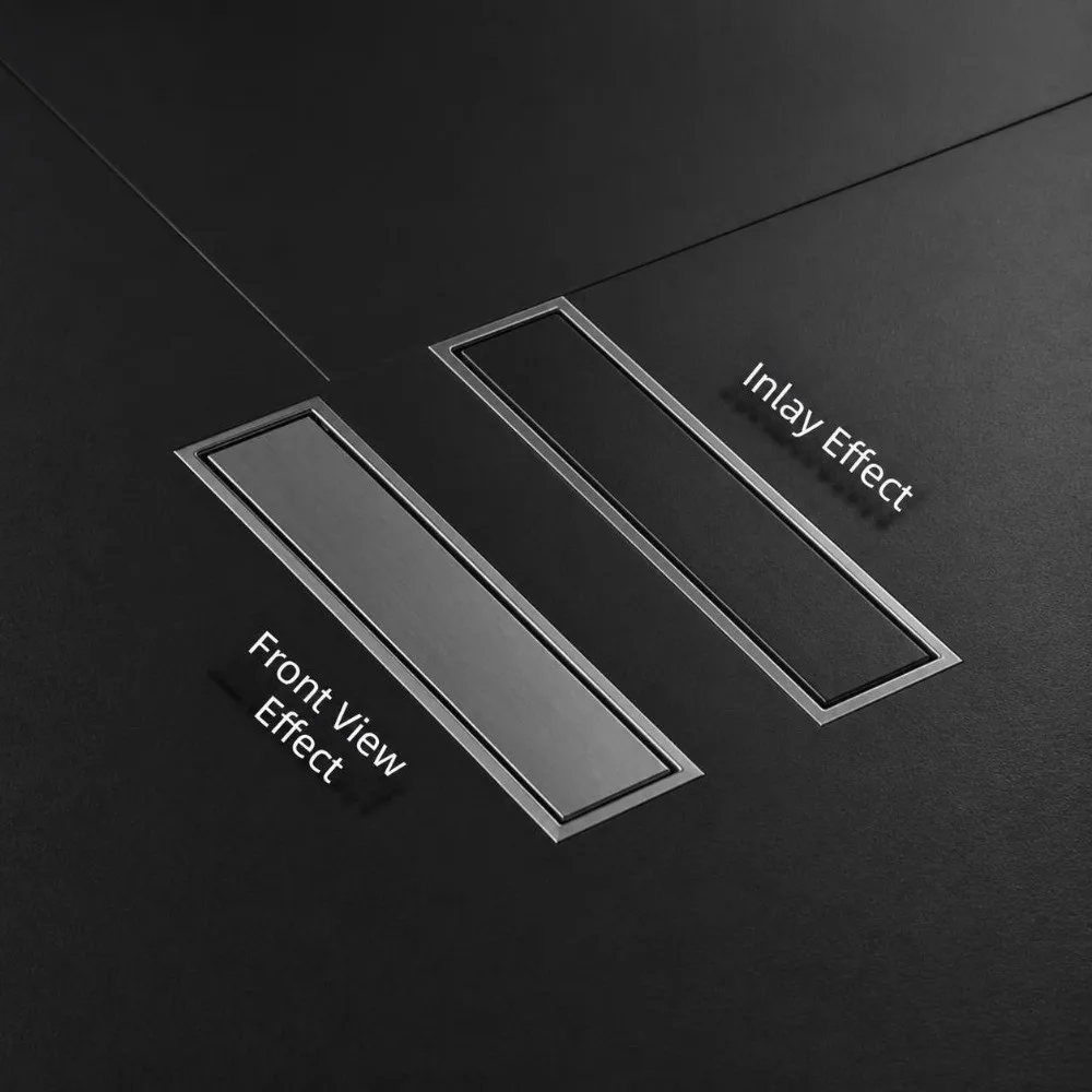 Rectangular Linear Floor Drain Hidden SUS304 Stainless Steel Shower Floor Drain Double Layer Filter Removable Hidden Cover