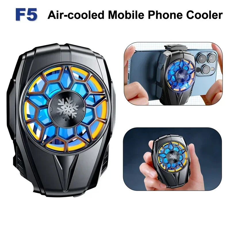 

F5 Mobile Phone Air-cooled Cooling Fan Radiator for IOS Android PUBG Back Clip Game Cooler RGB Light Cool Heat Sink Accessories