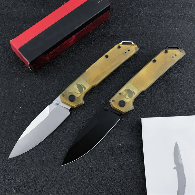 

KS 2038 Iridium Folding Knife D2 Spear Point Blade Plastic PEI Handles Work Sharp Outdoor Hunting Utility Cutting EDC Tools