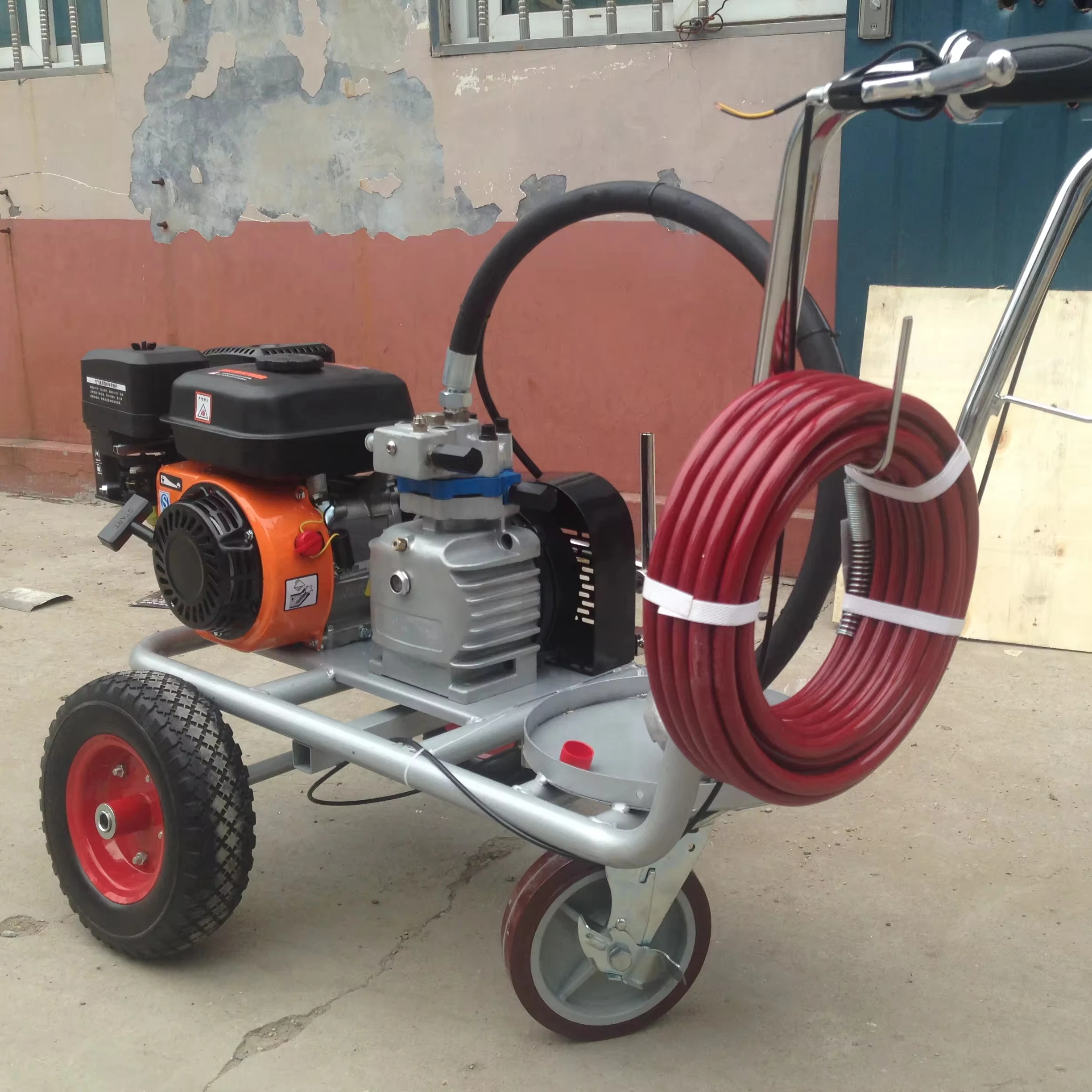 Hand Push Airless Road Marking Machine Cold Spray Line Stripper Pavement Line Marker for Warehouse Community Road Marking