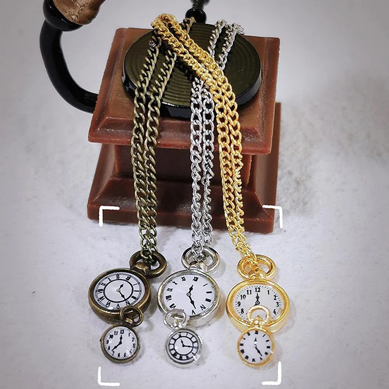 1/12 Dollhouse Simulation Vintage Alloy Pocket Watch Mini Decoration Dolls House Accessories Kid Pretend Play Toy