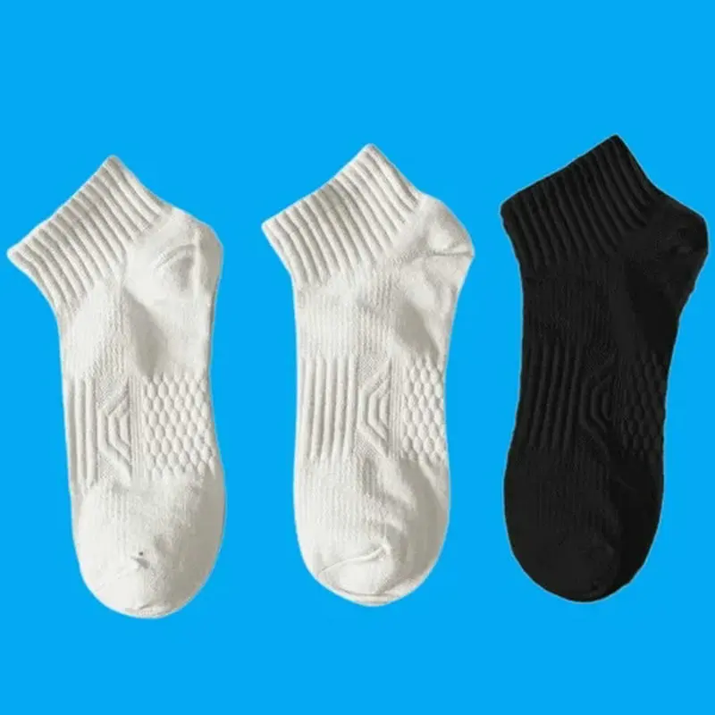 Calcetines deportivos que combinan con todo para hombre, medias blancas con fondo de masaje, absorbentes del sudor y desodorantes, de Color sólido, a la moda, 5/10 pares