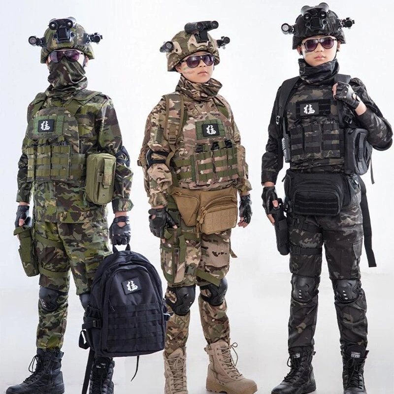 Camouflage-uniformen voor kinderen Training met meerdere zakken voor jacht op CS-specifieke uniformen Buitensportuitrusting voor ouders en kinderen