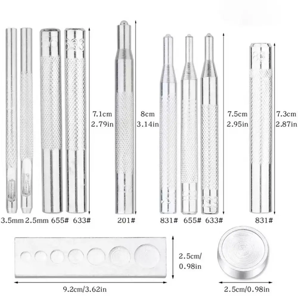 Metal Fastener Buttons Installation Tool Kit High Hardness Convenient Hand Punch Tools Set Durable Practical