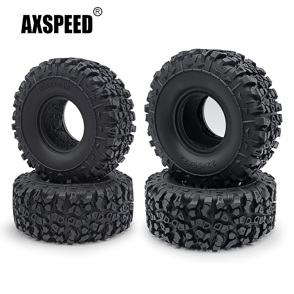 AXSPEED 1/4Pcs 1.9inch/2.2inch Beadlock Rubber Tyres Wheel Tires for Axial SCX10 Wraith TRX-4 1/10 RC Crawler Car Model