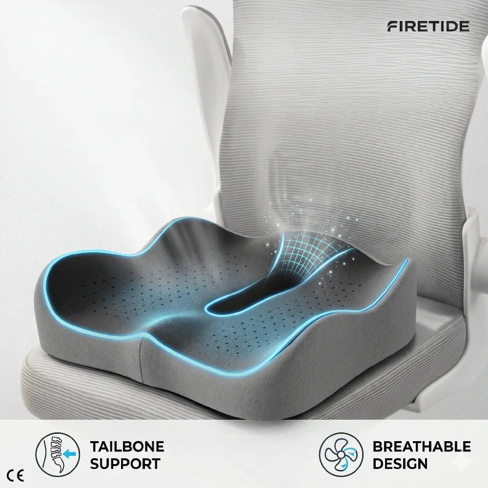 Ergonomic Memory Foam Seat Cushion Orthopedic Coccyx Tailbone Support Pillow Office Chair Driving Sciatica Back Pain Relief Pad