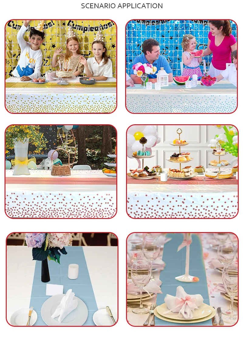 10 Paidui printed polka dot table flags, disposable tablecloths, wedding decoration and birthday party photo props