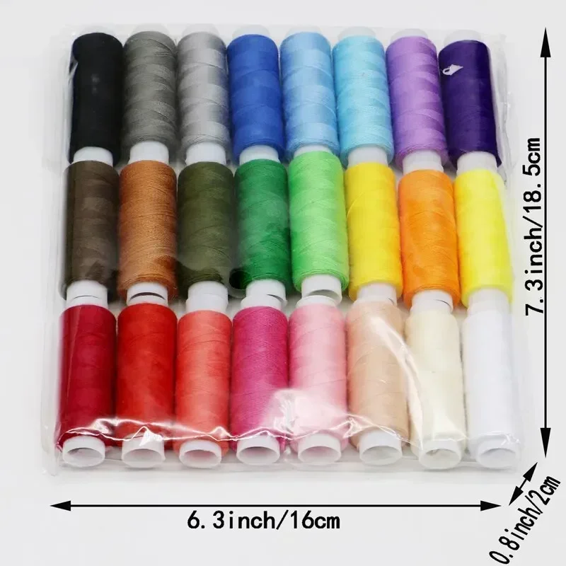 24 Colors Polyester Embroidery Thread Sewing Thread Kit for Hand & Machine Sewing, Craft Patch, Steering Wheel Cover Repair Sewi
