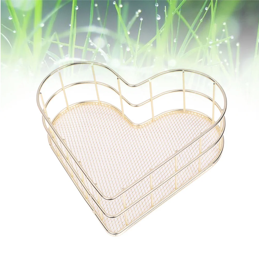 

Heart Shaped Iron Wire Tray Golden Metal Storage Basket for Jewelry Organizer Desktop Jewelry Dish Home Decoration