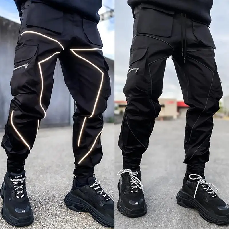 Cargo Pants Casual Popular Men's Clothing 2024 Fashion Trend Comfortable Man Pants Reflective Designer Work Wear Large Size