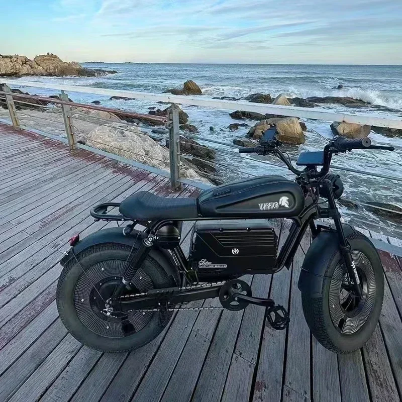 دراجة نارية سوداء ZPW المحارب W 48V 60AH Ebike للطرق الوعرة دراجة كهربائية للكبار 20 بوصة دراجة كهربائية للطرق الوعرة الإطارات الدهنية