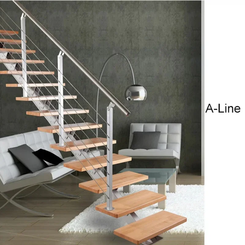 custom.High Quality Indoor Floating Staircase Solid Wood Designs