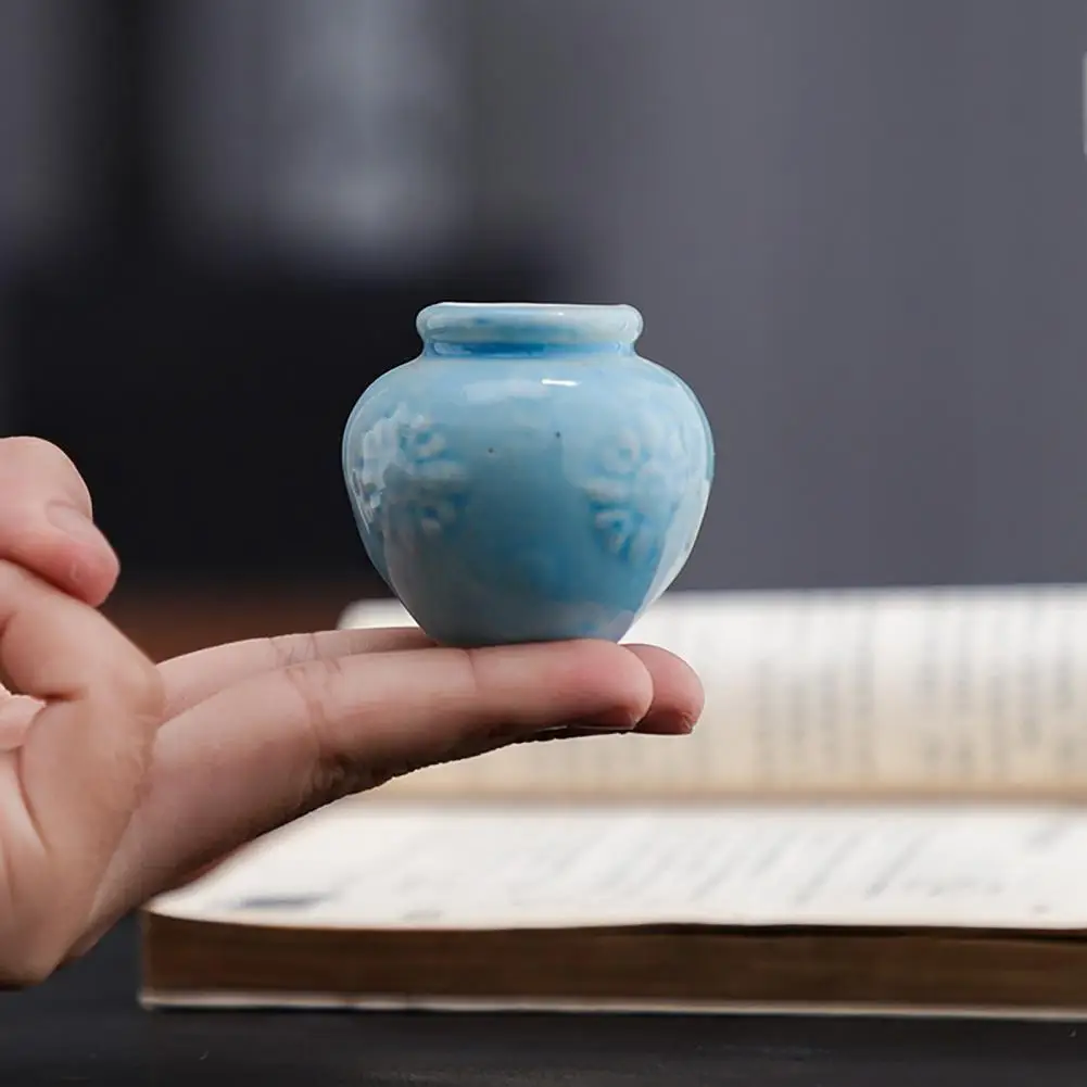 Home Decor Vase Vintage Mini Flower Vase Figurine Colored Pottery Miniature Statue Sculpture Tiny Flower Pot Holder Decoration
