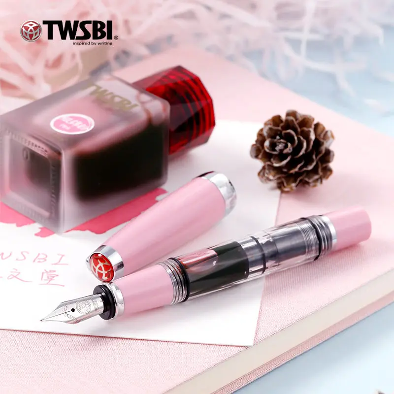 TWSBI 580 Mini Sakura Pink Piston Fountain Pen Diamond Ink Pen Gift Box Set Perfect for Girls Writing Business Office Supplies