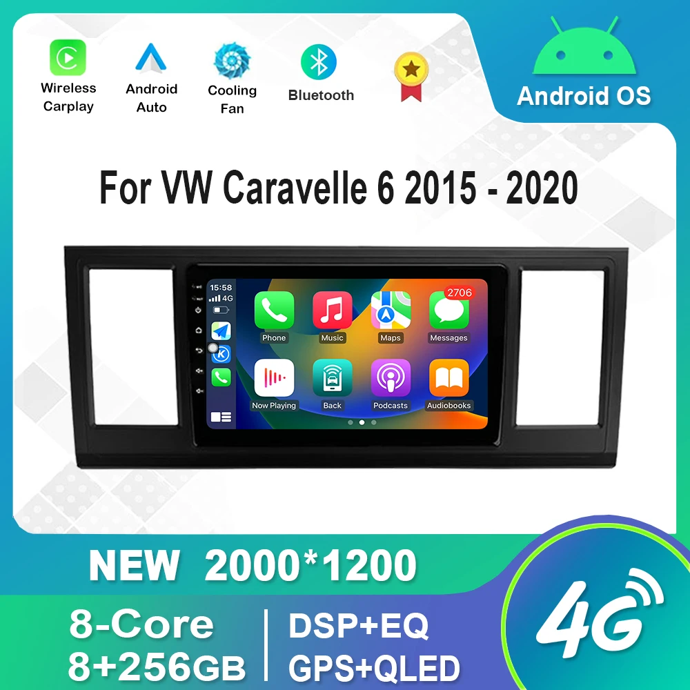 

Android OS Car Radio Video Multimedia Player GPS WiFi 4G Bluetooth HD Screen For VW Volkswagen Caravelle 6 2015 - 2020