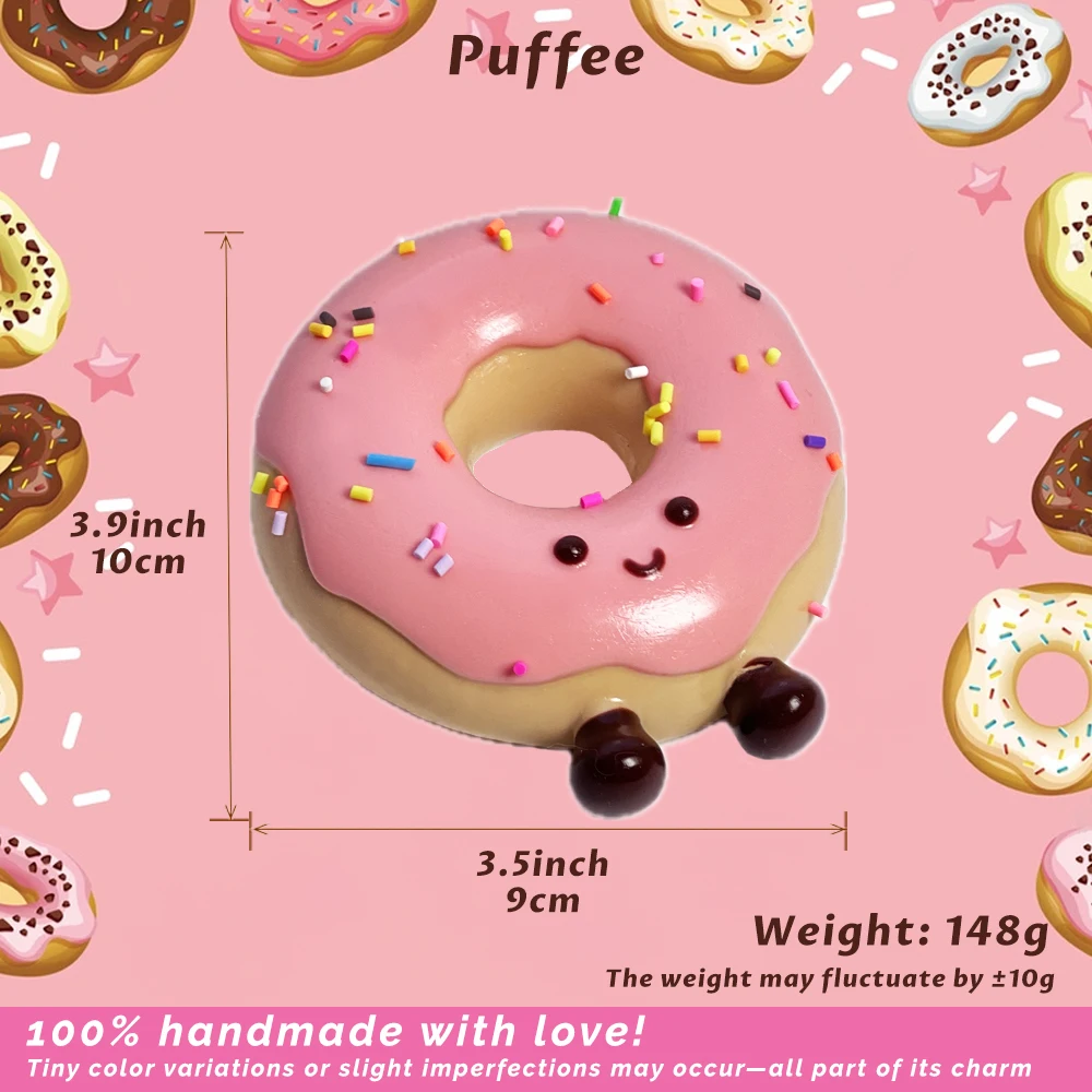 Brinquedo mole de silicone de qualidade alimentar de donut, mole de taba artesanal, brinquedo de aperto de recuperação lenta adesivo macio cremoso, paródia de jogo feliz