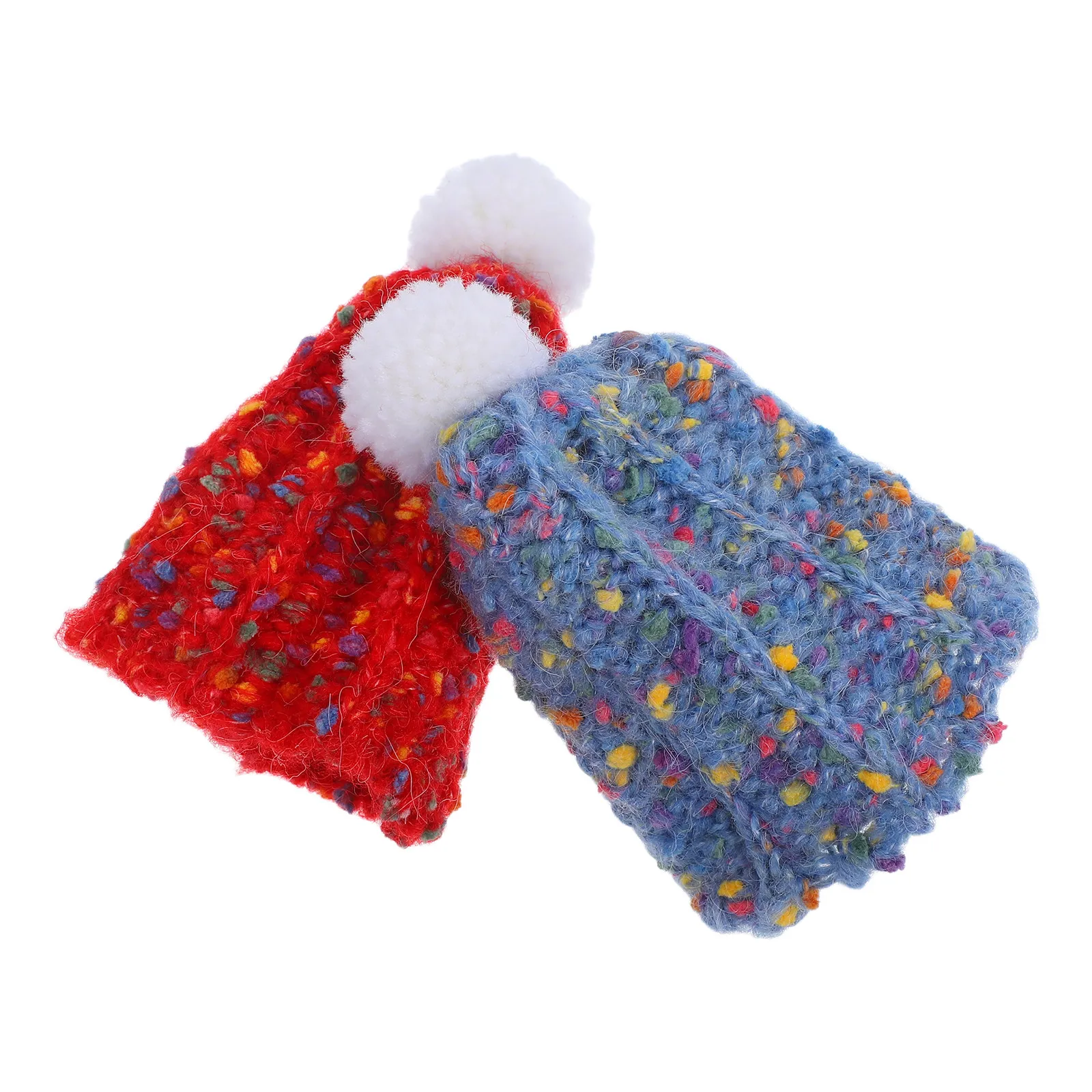 2Pcs Tiny Knitted Mini Woolen Hats Cute Winter Caps for Handmade Crafts Dollhouse Ornaments Beanie Yarn Decoration