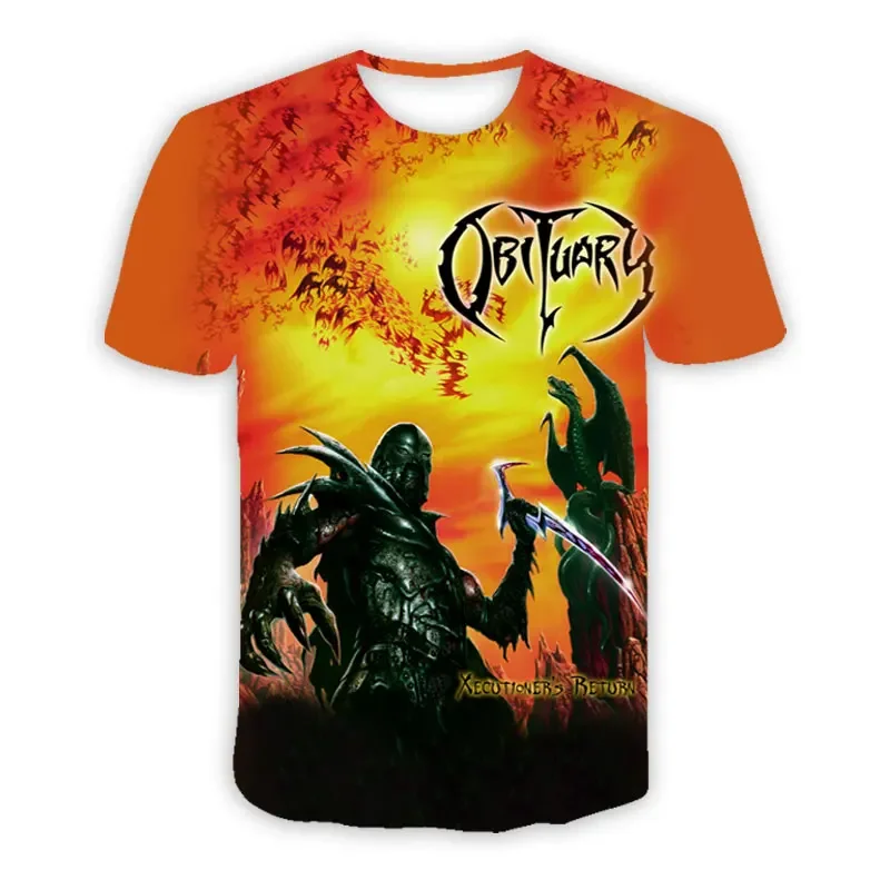 Classic Rock Obituary 3D Print T-shirts Men Women Hip Hop Trend Short Sleeve O-Neck Tee Oversized Y2k Tops Street Men's Clothing view 6