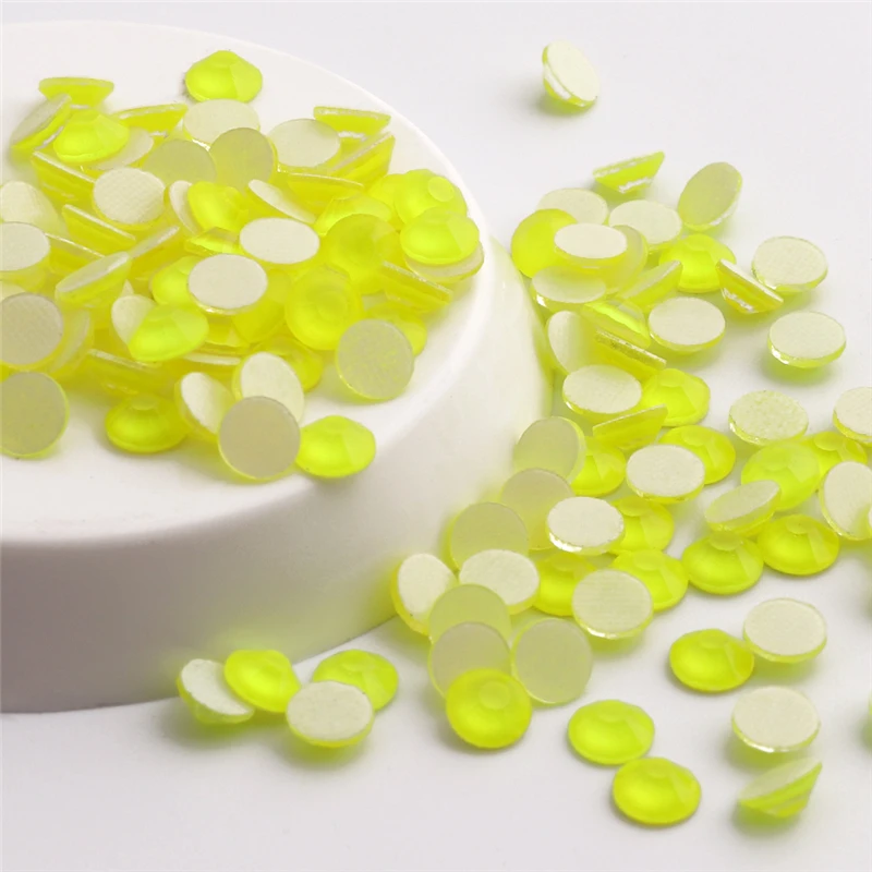 

High Quality SS6-SS30 Neon Yellow Glass Flatback Rhinestone Glitter Round Glue On Crystal Stone Non Hotfix Rhinestone for Crafts