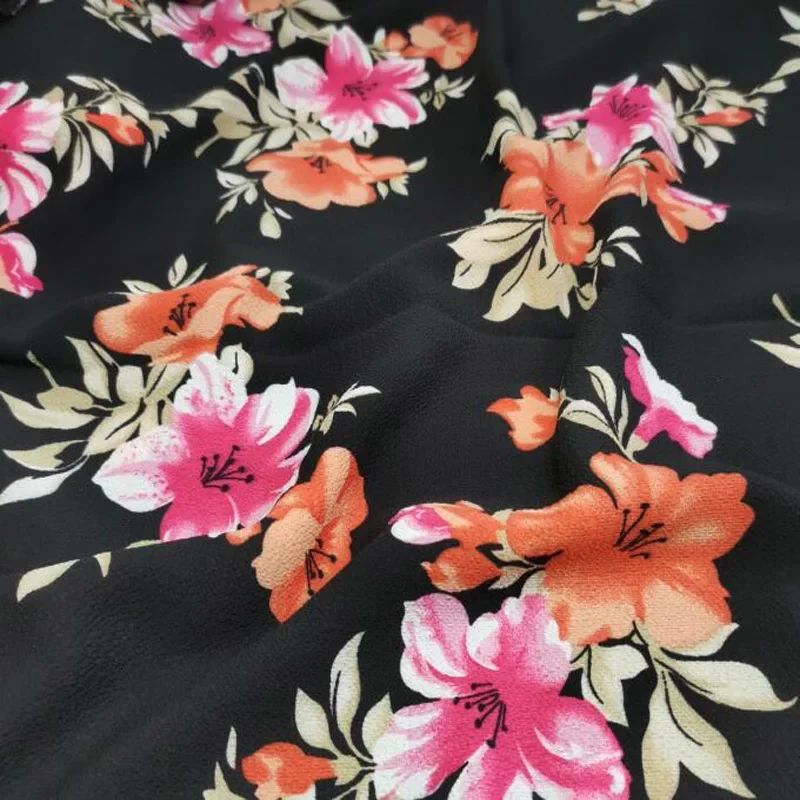 Thick Print Chiffon Seersucker Poly DIY Fabric for Dress Blouse Scarf Qualified