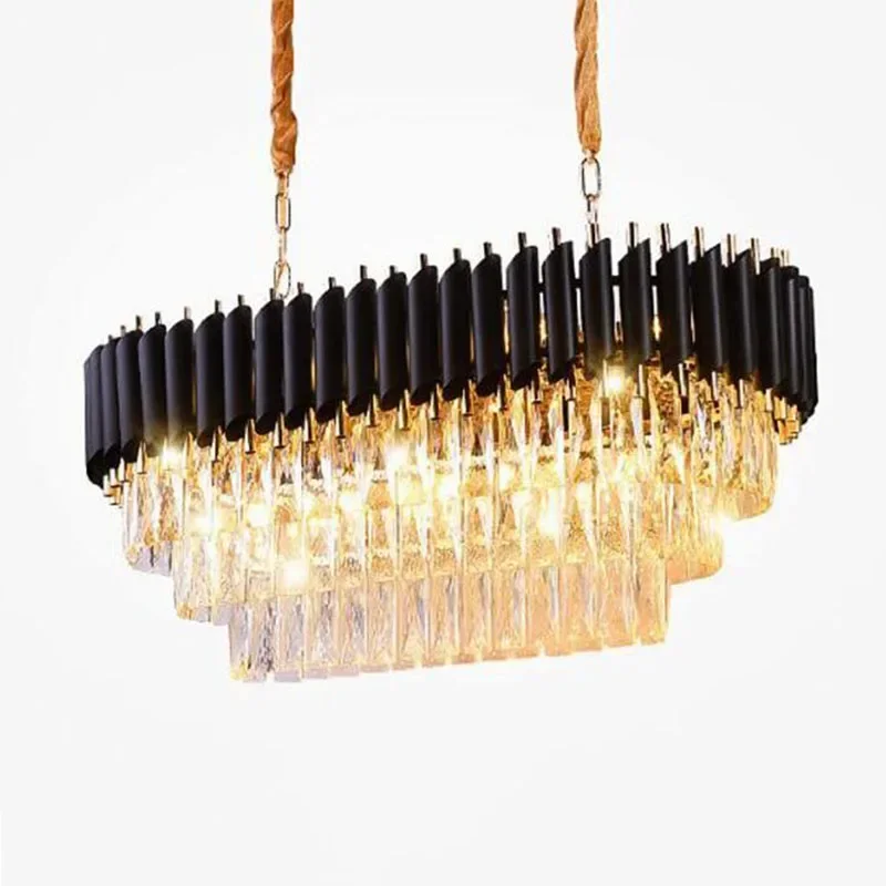 Modern Black Luxury Oval Crystal Chandelier Lights New Arrival for Restaurant Decor Body Lighting Fixture