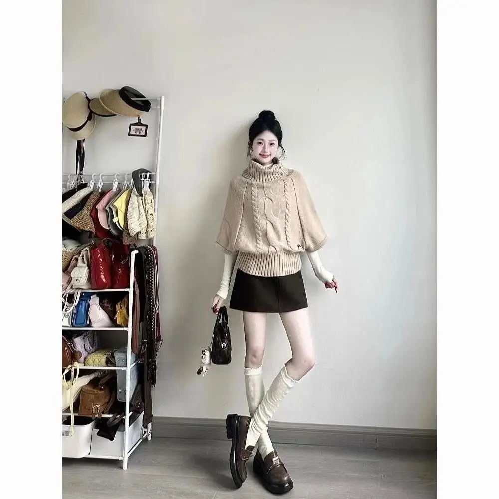 

Женская свободная вязаная куртка средней длины, осень-зима, ленивый стиль, повседневное модное утолщенное пальто из полиэфирного волокна, женское модное M64