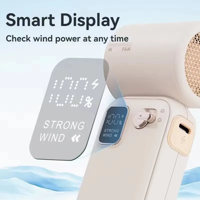 100-скоростной высокоскоростной ручной вентилятор, портативная зарядка цифрового дисплея на открытом воздухе, небольшой мини-вентилятор, высокая мощность ветра, маленькая ветровая пушка