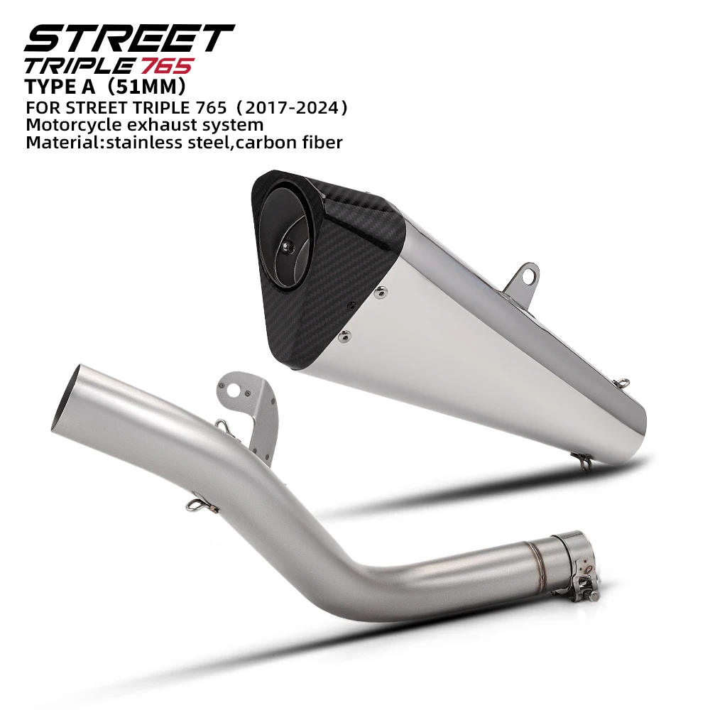 For Street Triple 765 Motorcycle Stainless Steel Exhaust System Connect 51mm muffler