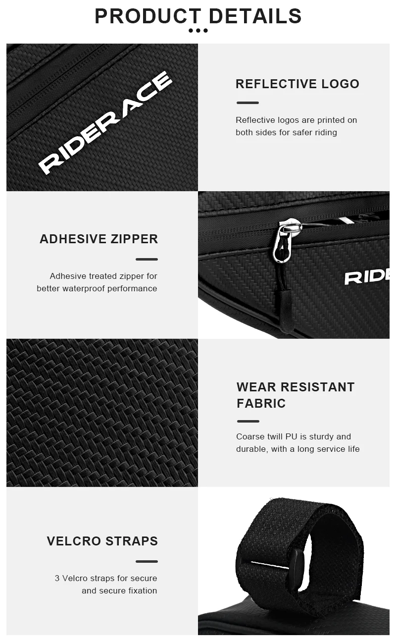 RIDERACE Waterproof Cycling Tube Bags 3L MTB Road Bike Triangle Bag Cycling Frame Front Bags Repair Tools Pannier Bicycle Bag