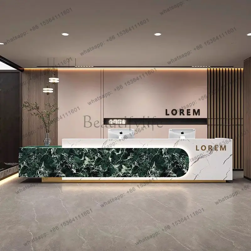 LJY Design Curved Reception Desks Commericial Service Counter Elegant Reception Desks Welcome Front Desk Scrivania Office Furnit