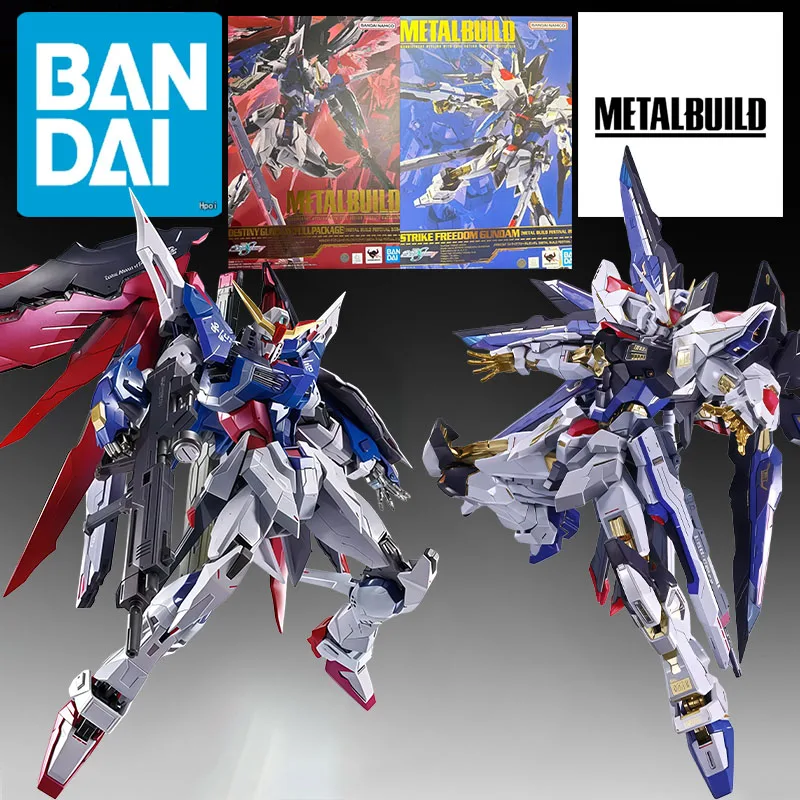

Bandai Original METAL BUILD Destiny Gundam & Strike Freedom Gundam Anime Action Figures Toy for Christmas Gift Collectible Model