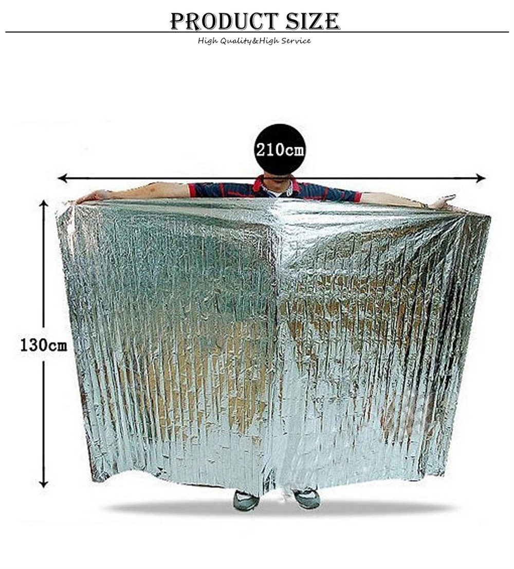 1 Stück Outdoor-Notfall-Rettungsdecke, wasserdicht, Erste-Hilfe-Rettungsvorhang, Folie, thermische Militärdecke, 130 x 210 cm – Detail 5
