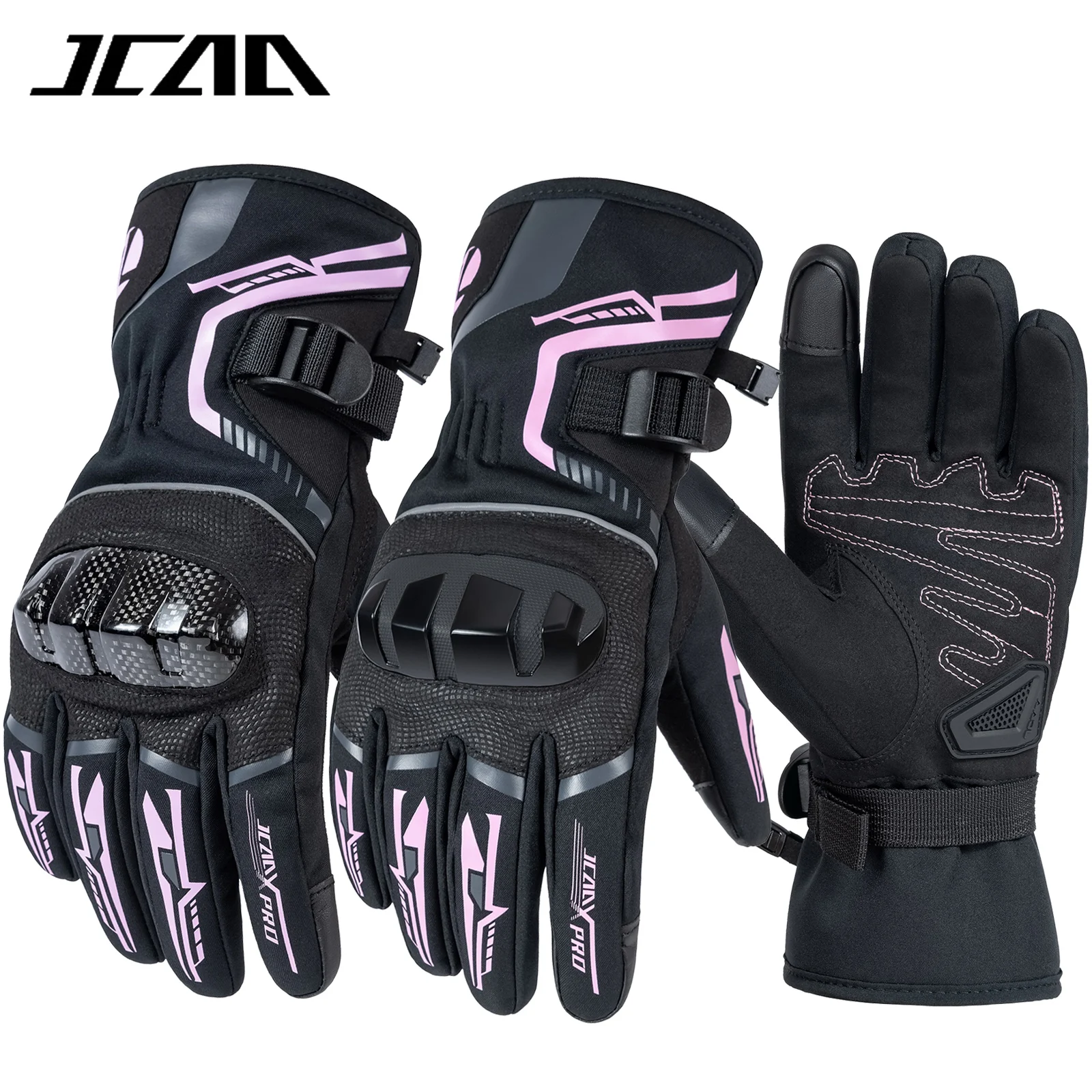 

Women's Pink High-quality Motorcycles Gloves Waterproof Warm Riding Gloves Dual Finger Touch Screen Windproof Moto Driving Glove